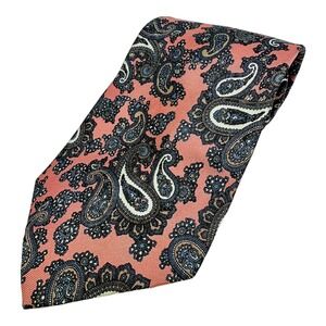Gordon & Davis Hand-Sewn Men's Tie 100% Silk USA Paisley Pink Blue USA Made